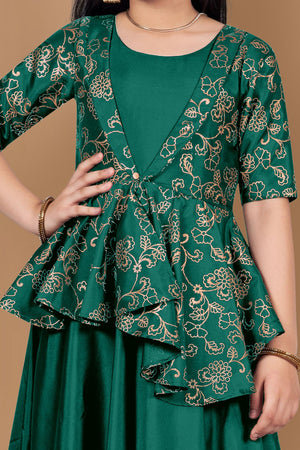 Fashion Dream Girls Taffeta Maxi Length Foil Printed Dresses