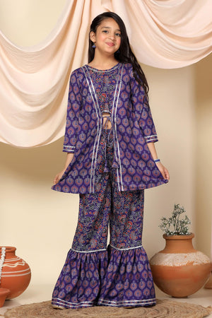 Fashion Dream Cotton Blend Girls Slub Printed Salwar Suit Set