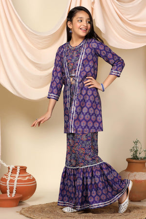Fashion Dream Cotton Blend Girls Slub Printed Salwar Suit Set
