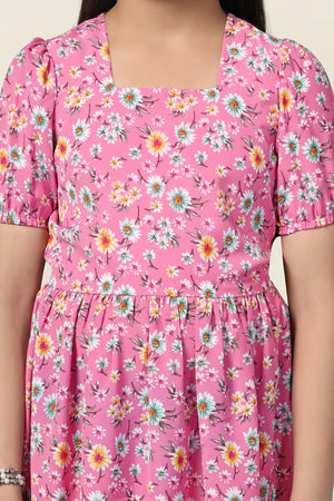 Fashion Dream Girl’s Floral Printed Knee Length Dress