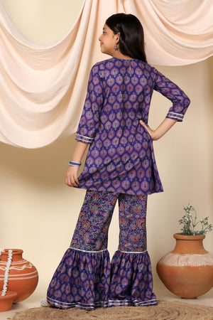 Fashion Dream Cotton Blend Girls Slub Printed Salwar Suit Set