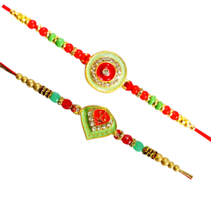 2 Rakhi - Fancy Grreen Rakhi Set