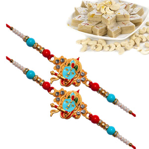 2 Rakhi - Krishna Rakhi Set With Kaju Katli Or Chocolates