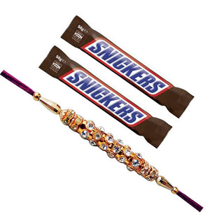 1 Rakhi - American Diamond Rakhi With 2 Snicker Chocolate Bar