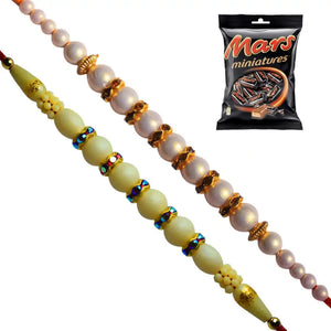 2 Rakhi - Exclusive Pearl Rakhi Set With Chocolate Packs