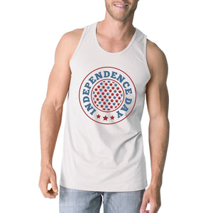 Workout Tank Tops - Independence Day Mens White Crewneck Cotton Graphic Tanks For Him