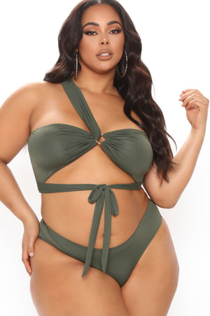Vacation Affairs Tie 2 Piece Bikini - Olive