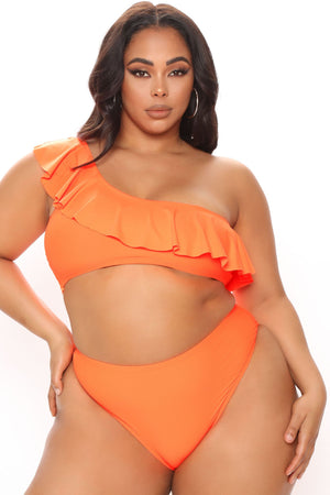 Early Vacation Ruffle 2 Piece Bikini - Orange