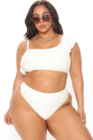 Early Vacation Ruffle 2 Piece Bikini - Ivory