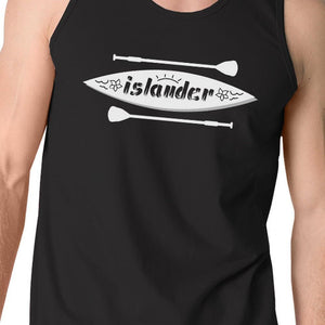 Men's Tank Tops - Islander Paddle Board Design Mens Black Tanks Round Neck Line Top