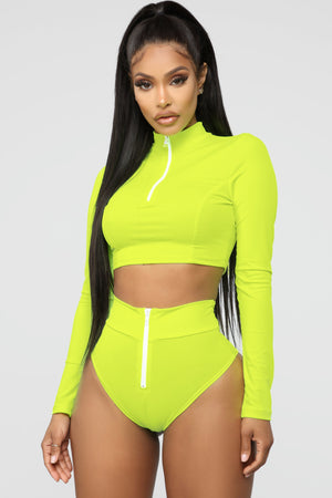 Water Sports III Long Sleeve Bikini - Neon Yellow
