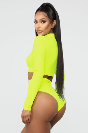 Water Sports III Long Sleeve Bikini - Neon Yellow