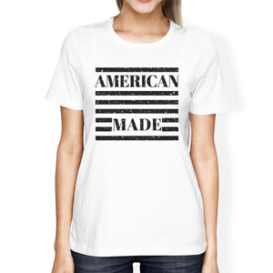 American Made Womens White Fourth Of July Decorative Graphic Shirt