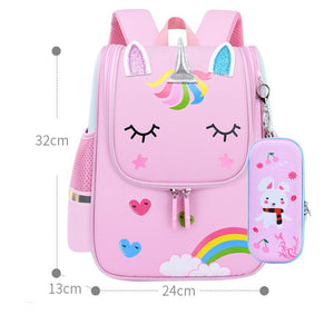 Fengdong Little Girl School Bags Kids Cute Bookbag Rainbow Schoolbag Small Backpack Student Pencil Bag Set Kindergarten Backpack