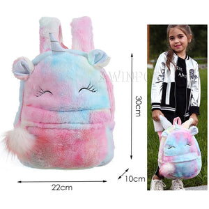 Plush School Bags for Girls Cute Cartoon Unicorn Children School Backpack for Kindergarten Toddler Backpacks Mochila Escolar
