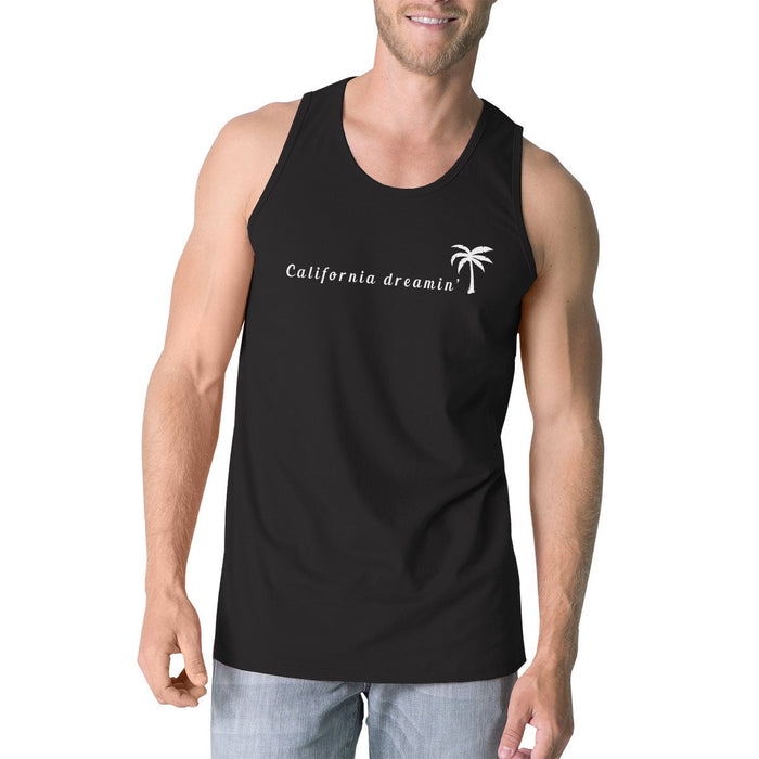 Men's Tank Tops - California Dreaming Mens Black Tank Top Lightweight Summer Tanks