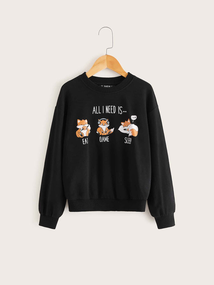 Girls Squirrel Print Pullover