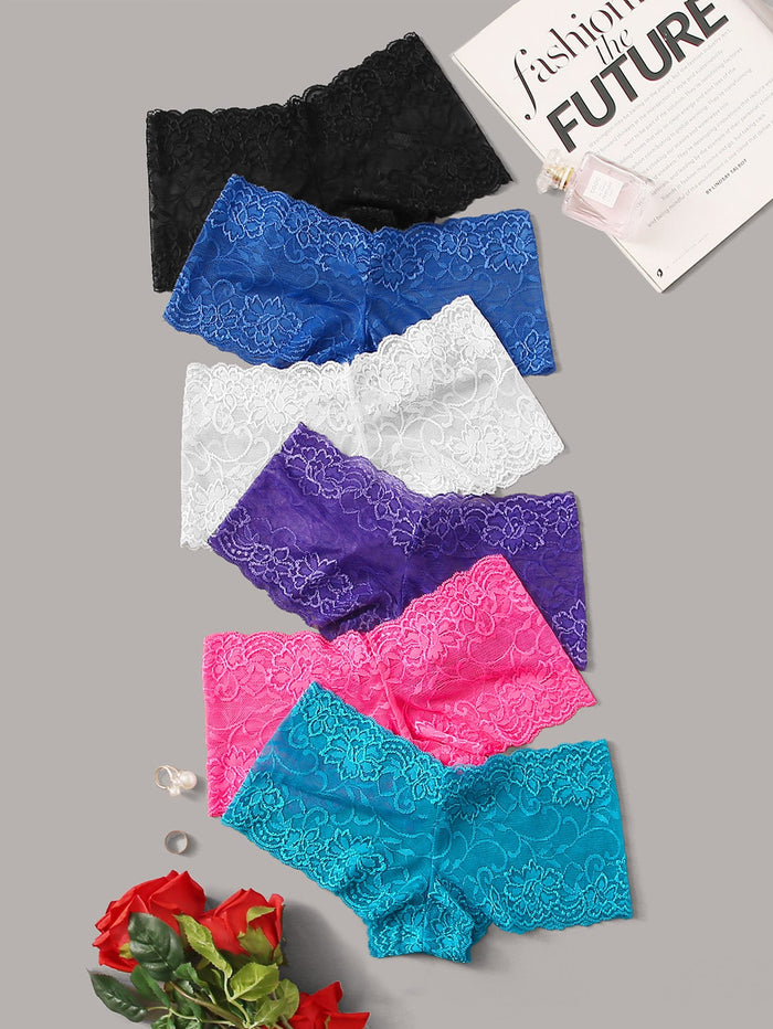 6pack Floral Lace Panty Set Multicolor