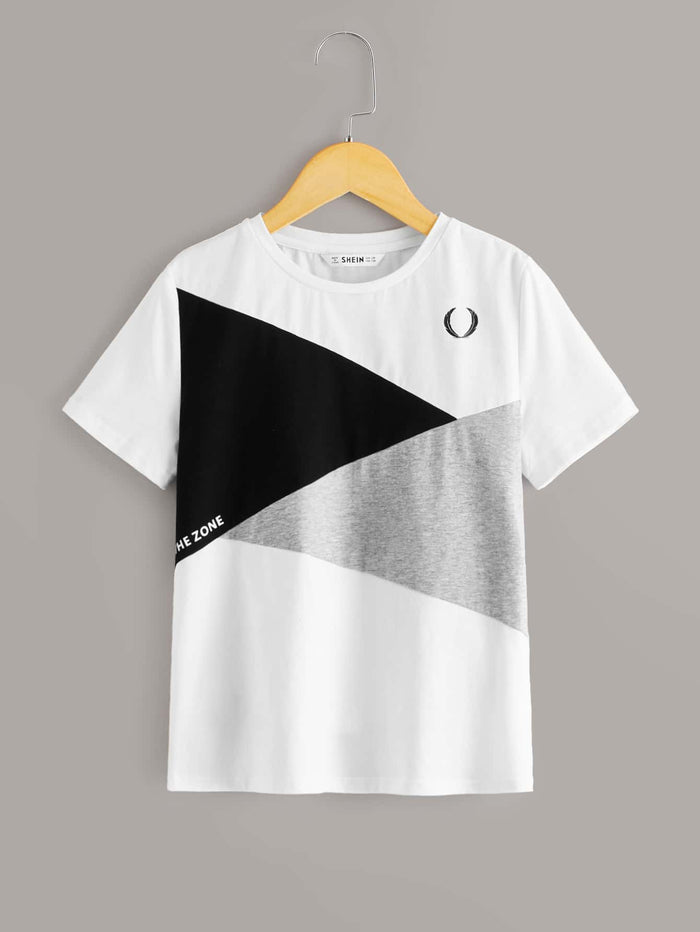 Boys Colorblock Slogan Graphic Top