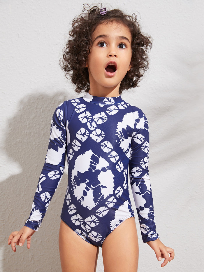 Toddler Girls Geo Long Sleeve One Piece Swimwear