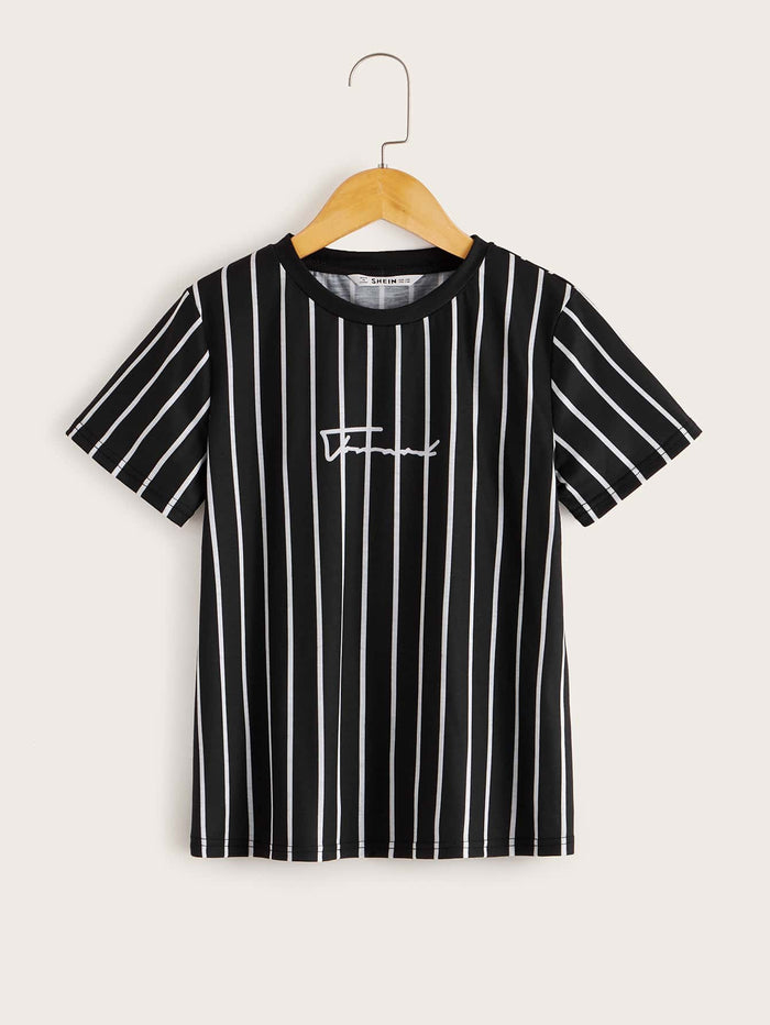 Boys Letter Graphic Striped Tee
