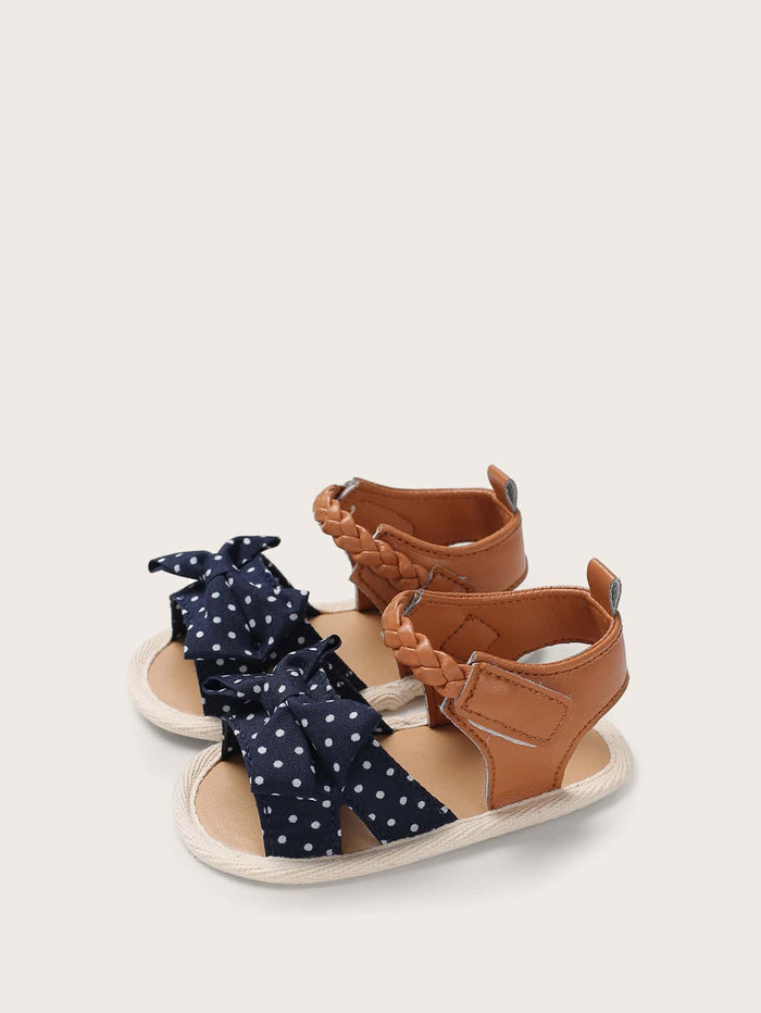 Baby Girl Bow Decor Polka Dot Sandals