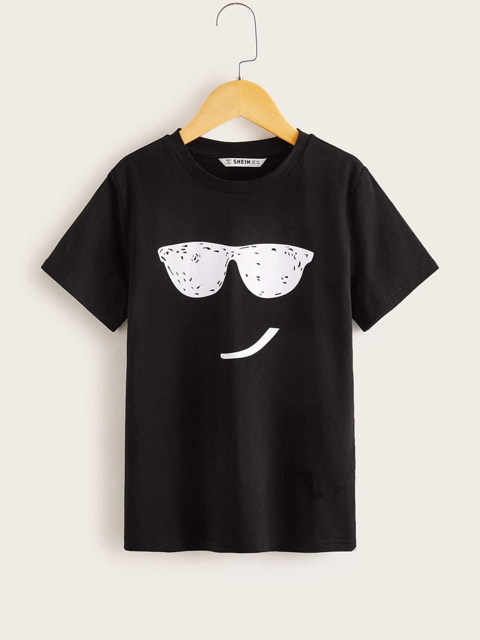Boys Cartoon Graphic Tee Black