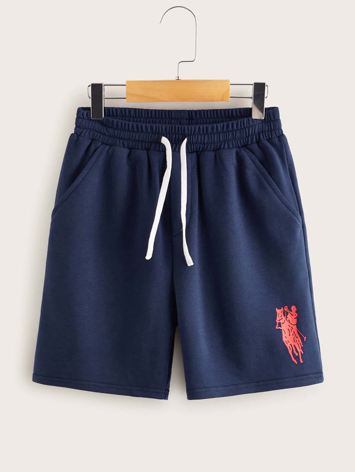 Boys Slant Pocket Figure Graphic Print Track Shorts