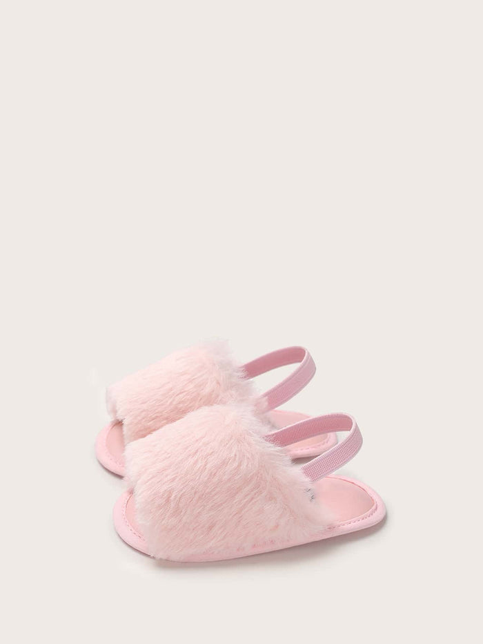 Baby Girl Fluffy Slingback Sandals Pink