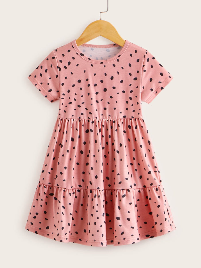 Toddler Girls Dalmatian Ruffle Hem A-line Dress