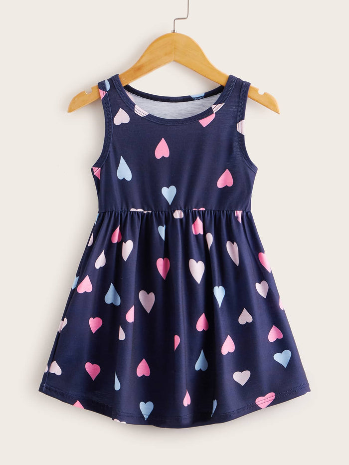 Toddler Girls Heart Print Sleeveless A-line Dress