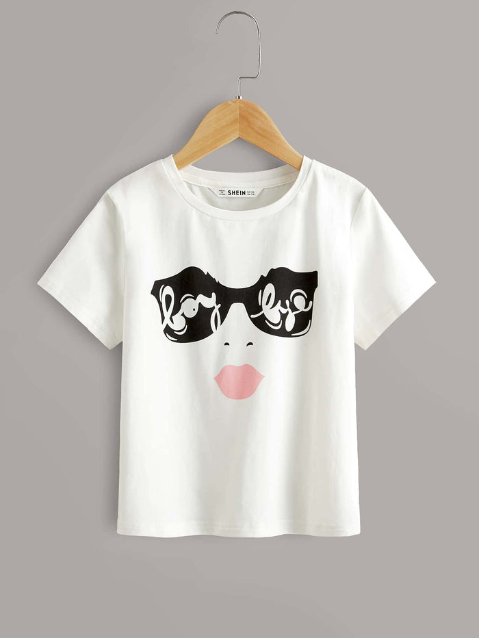 Girls Figure Graphic Tee White