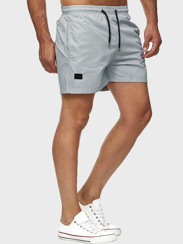 Men Drawstring Waist Track Shorts Grey