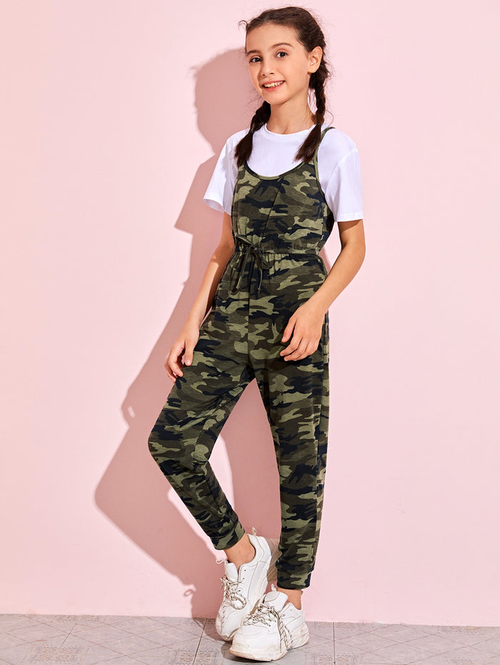 Girls Camo Print Cami Jumpsuit Without Top