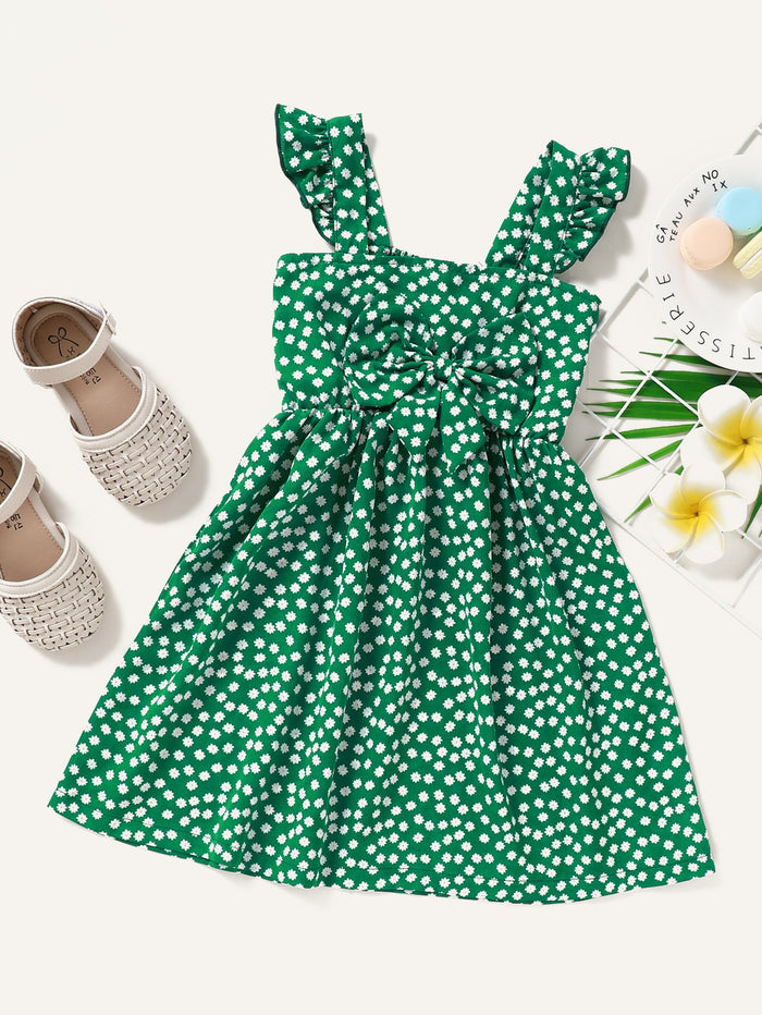 Toddler Girls Ditsy Floral Print Bow Front Cami Dress