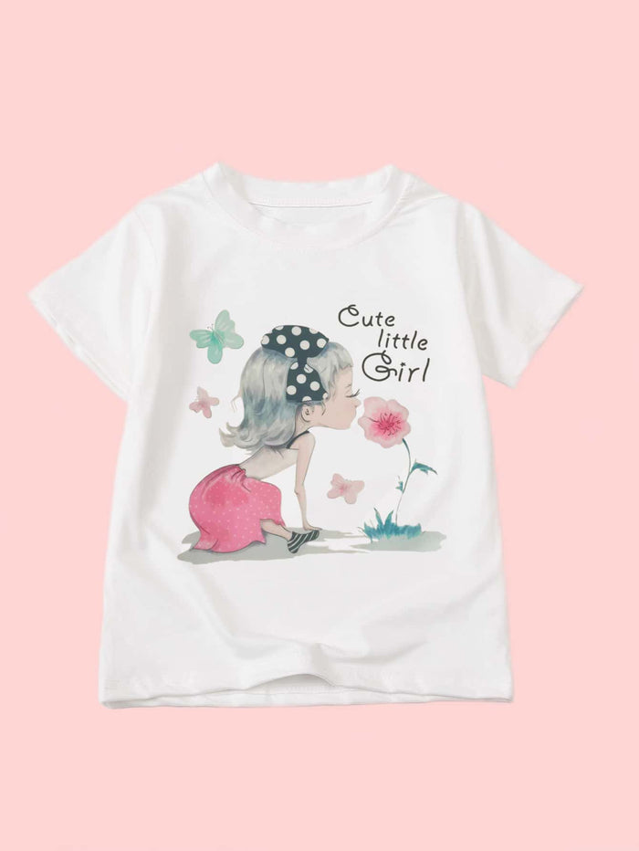 Toddler Girls Figure & Letter Graphic Tee