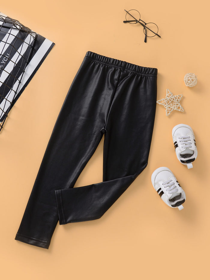 Toddler Girls Solid Elastic Waist Leggings