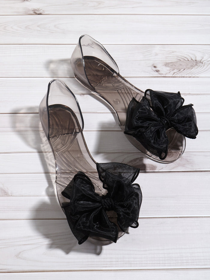 Open Toe Bow Decor Sandals