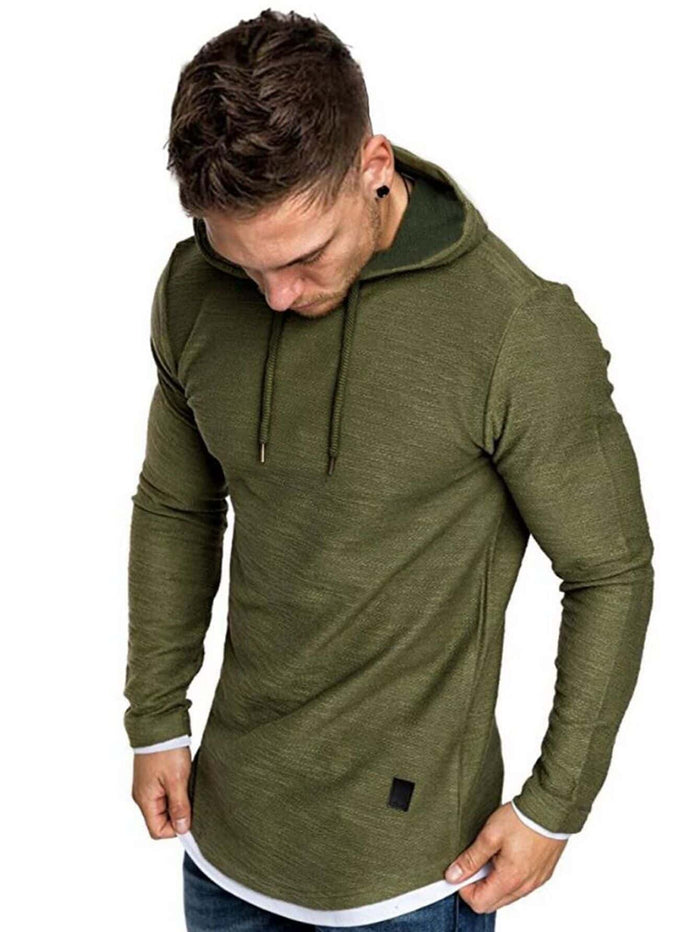 Men 2 In 1 Space Dye Patched Hoodie