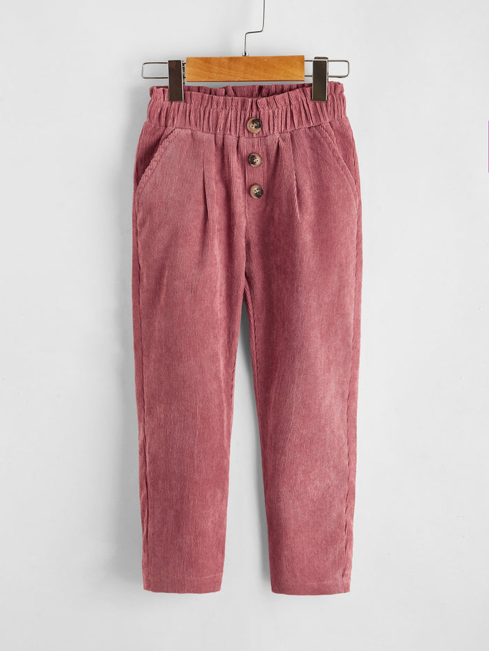 Toddler Girls Paperbag Waist Corduroy Pants