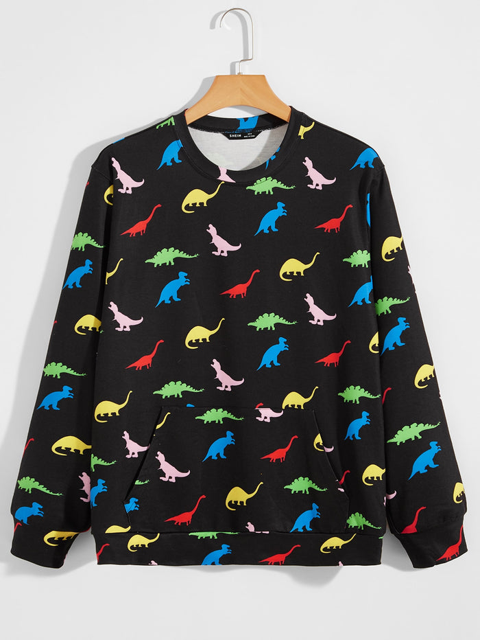 Men Dinosaur Print Drop Shoulder Sweatshirt