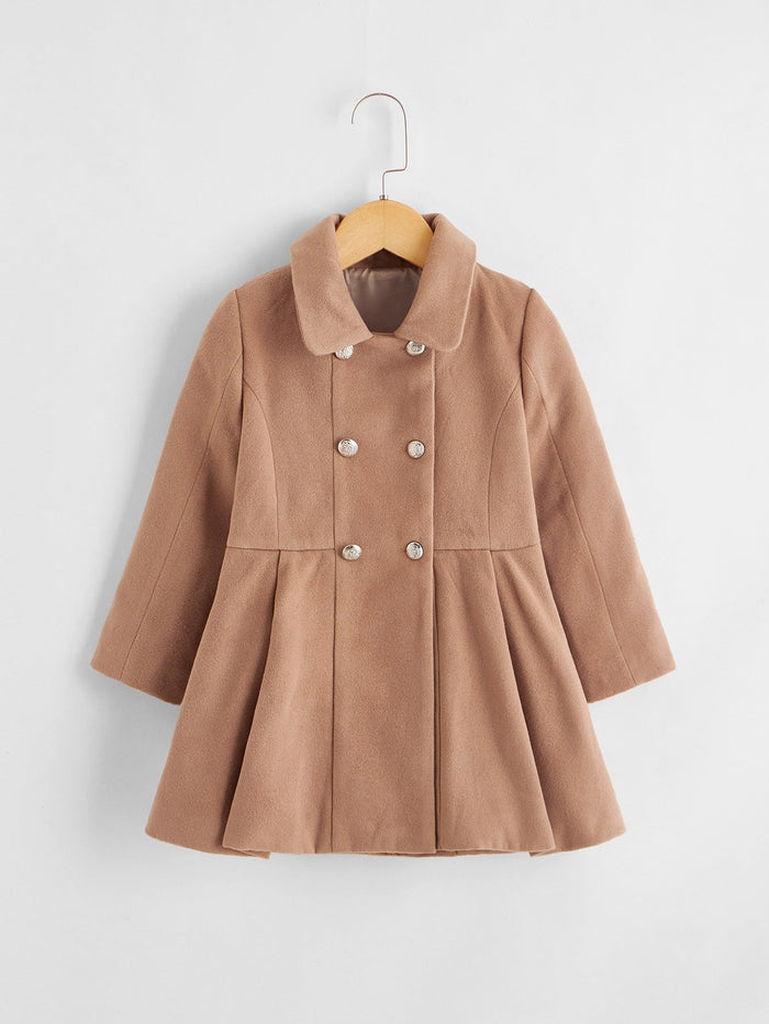 Toddler Girls Double Breasted A-line Peacoat Apricot