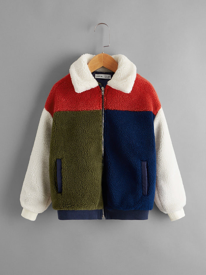 Girls Colorblock Teddy Jacket