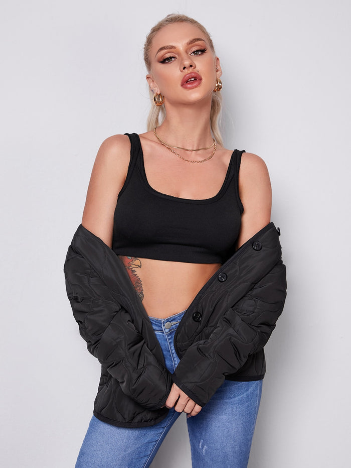 Solid Crop Tank Top Black