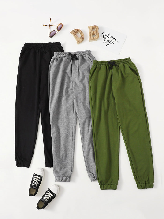 Boys 3 Pack Drawstring Waist Joggers Multicolor