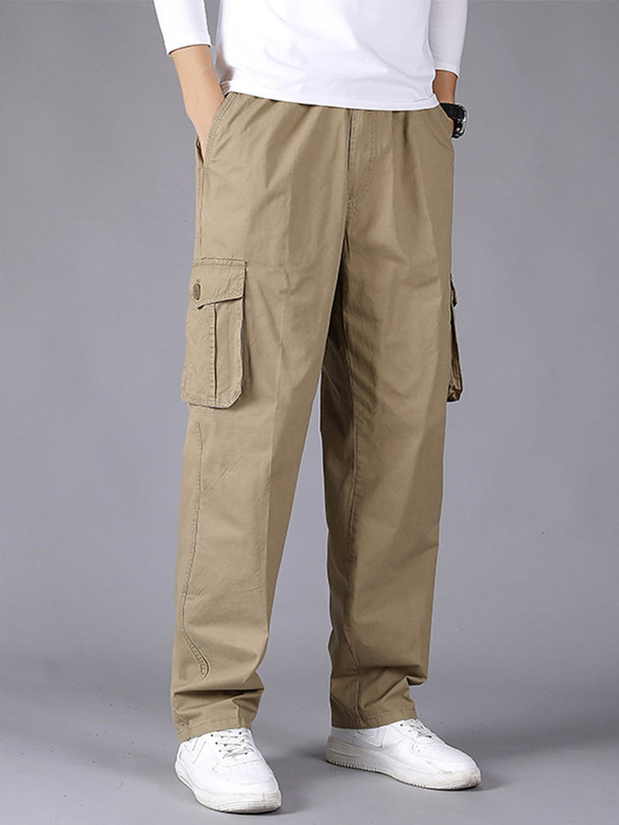 Men Flap Pocket Cargo Pants Khaki