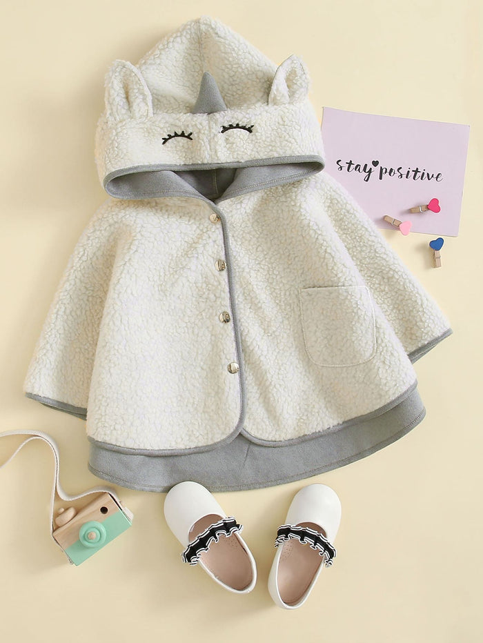 Toddler Girls 3D Ear Hooded Teddy Coat