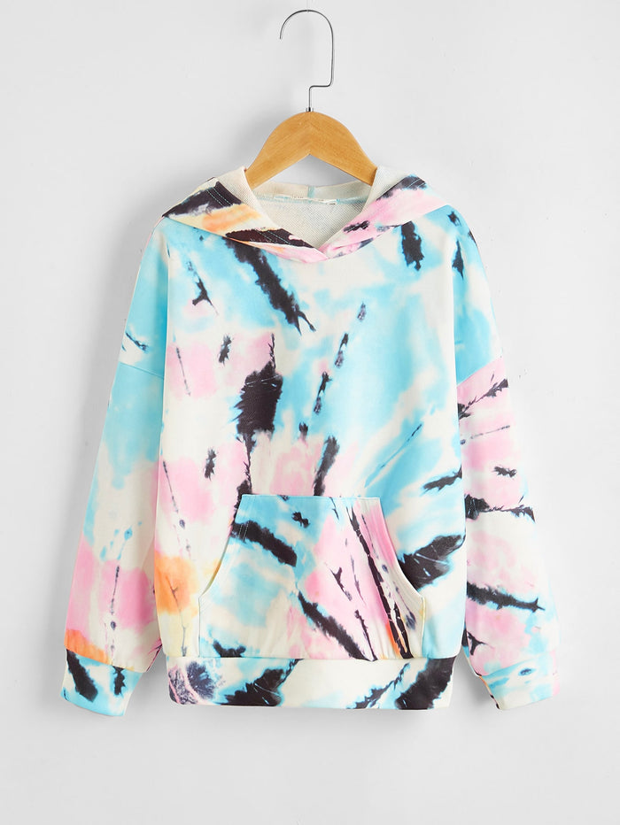 Girls Pouch Pocket Tie Dye Hoodie
