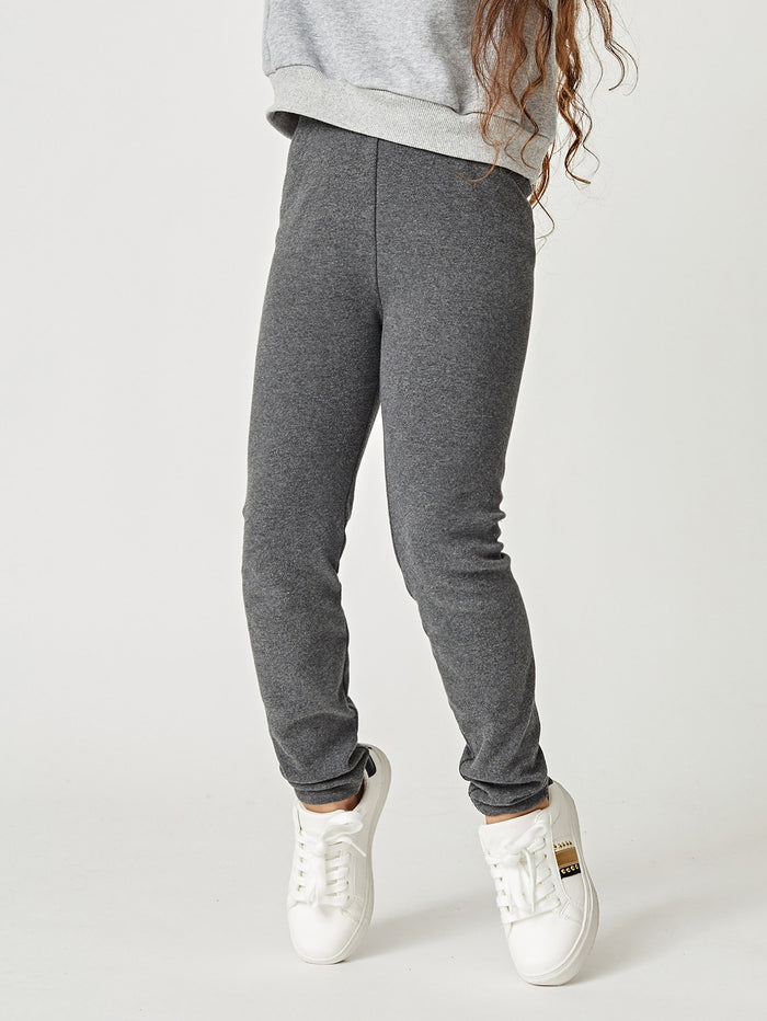 Girls Solid Leggings Dark Grey
