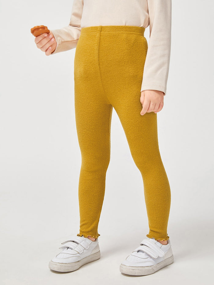 BASICS Toddler Girls Lettuce Edge Leggings Mustard Yellow